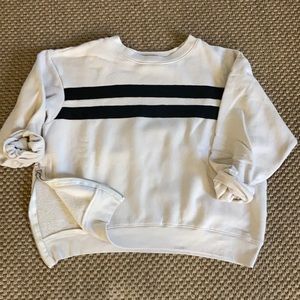 Sundry Front Striped and Side Zip Fleece Top